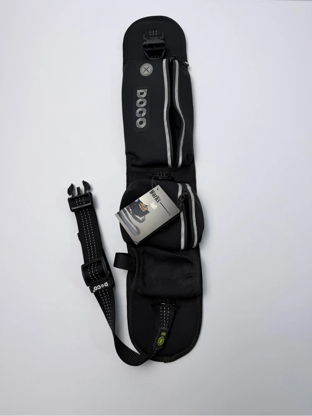 DOCO Hands Free Dog Walking Belt Leash Waist Pack LED Reflective Black